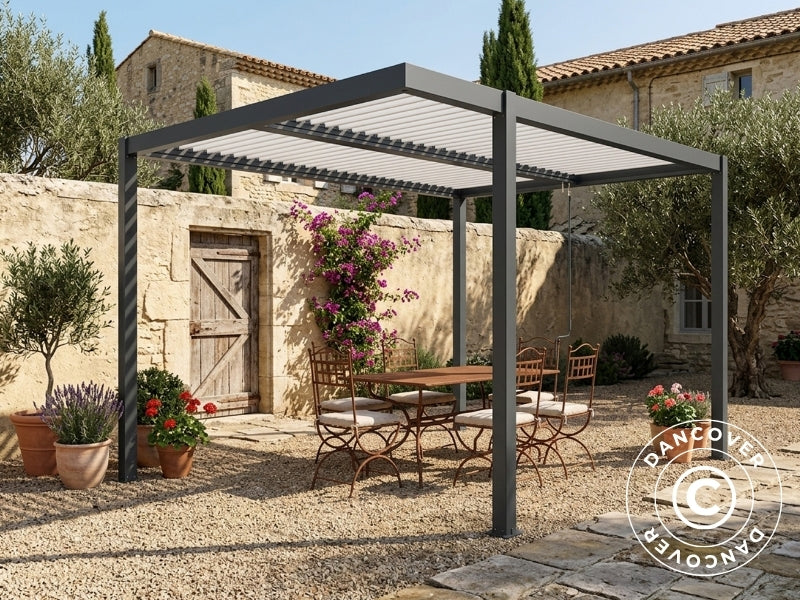 Bioklimatischer pergola pavillon San Pablo Alu+, Open Side, 4x4m, Schwarz/Weiß - Image 6
