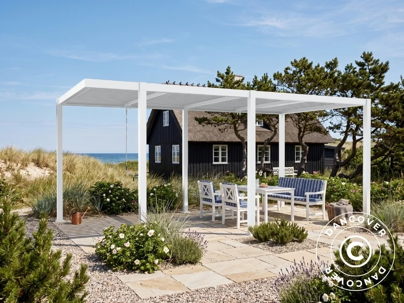 Bioklimatischer pergola pavillon San Pablo Alu+, Open Side, 3x5,8m, Weiß - Image 3
