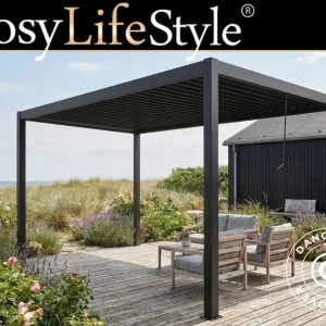 Bioklimatischer Pergola Pavillon San Pablo Steel+, 3x4m, Schwarz