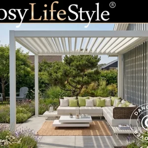Bioklimatischer Pergola Pavillon San Pablo Steel+, 4x4m, Weiß