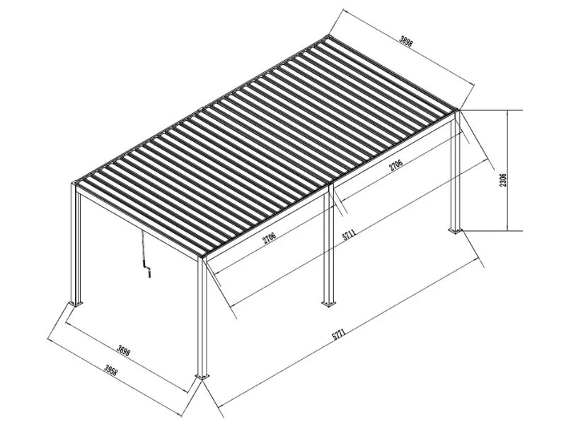 Bioklimatischer Pergola Pavillon San Pablo Steel+, 4x5,8m, Weiß - Image 7