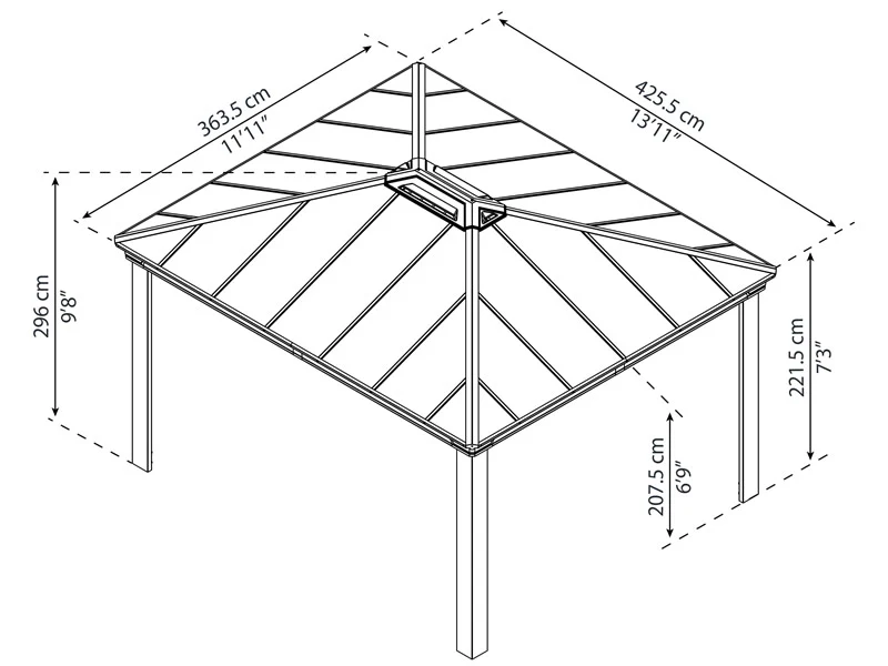 Pavillon Dallas 3,64x4,26m, Anthrazit - Image 7