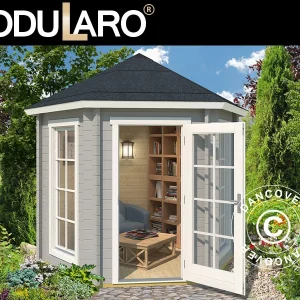 Holzpavillon Lausanne, sechskantig 2,8x2,42x2,89m, 44mm, Hellgrau