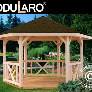 Holzpavillon, 3,37x3,37x3,13m, 9,9m², Natur