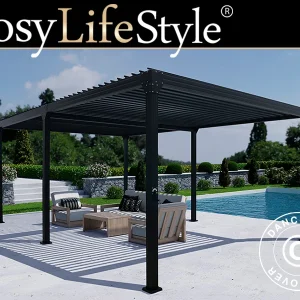 Bioklimatischer Pergola-Pavillon Monterey S2, 4x6m, Schwarz