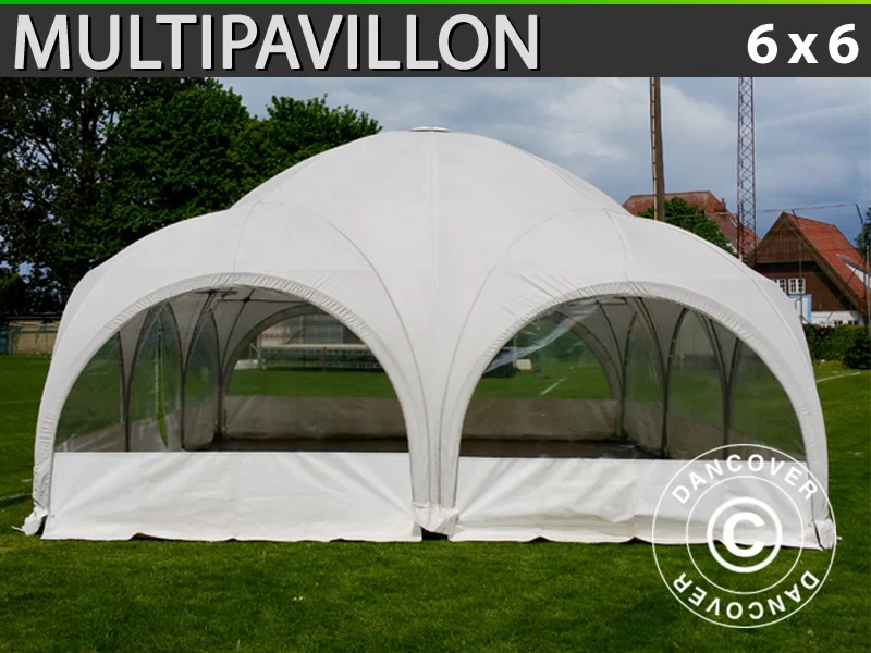 Kuppelzelt Multipavillon 6x6m, Weiß - Image 2