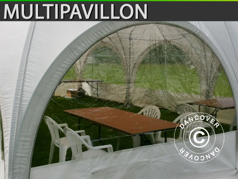Kuppelzelt Multipavillon Seitenwand mit Fenster 3x1,95m, Weiß - Image 2