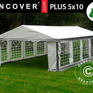 Partyzelt PLUS 5x10m PE 700, Grau/Weiß