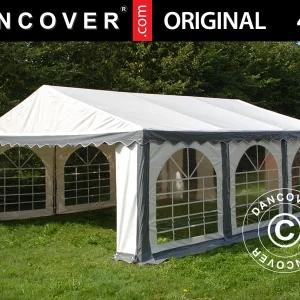 Partyzelt Original 4x6m PVC 900, Grau/Weiß