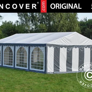 Partyzelt Original 5x8m PVC 900, Grau/Weiß