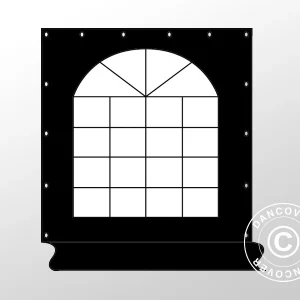 Seitenwand mit Fenster 2,5m, Polyester, Schwarz