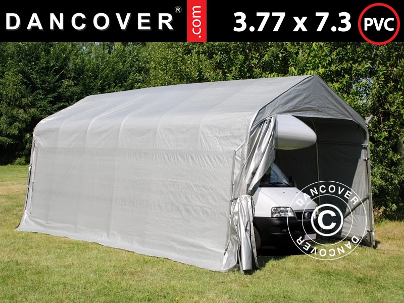 Zeltgarage PRO 3,77x7,3x3,18m PVC, Grau - Image 2