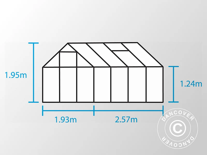 Gewächshaus Glas Halls Popular 5m², 1,93x2,57x1,95m, Aluminium - Image 6