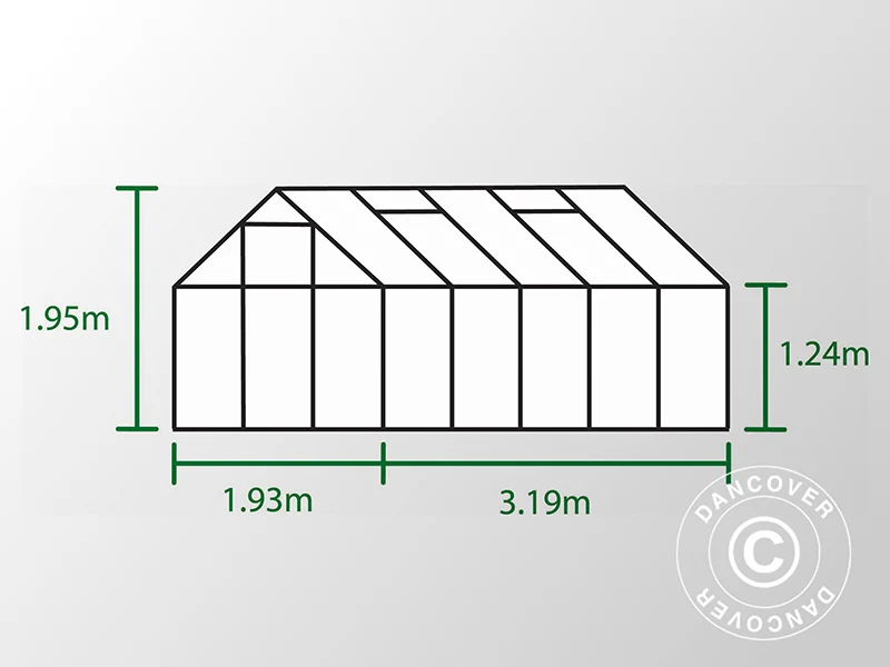 Gewächshaus Polycarbonat Halls Popular 6,2m², 1,93x3,19x1,95m, Grün - Image 5