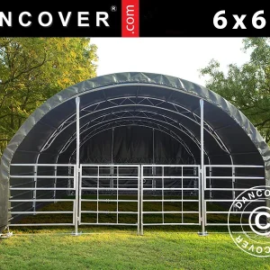Weidezelt Fachwerkrahmen 6x6x3,7m, PVC, Grün