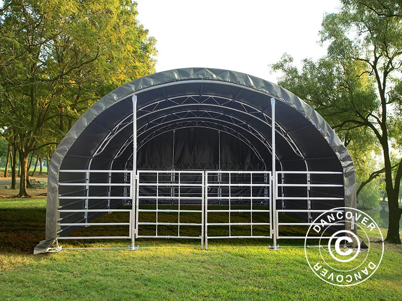 Weidezelt Fachwerkrahmen 6x6x3,7m, PVC, Grün - Image 3