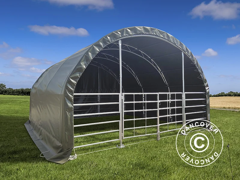 Weidezelt Fachwerkrahmen 6x6x3,7m, PVC, Grün - Image 4