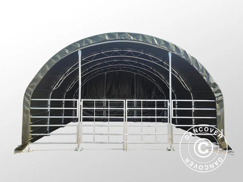 Weidezelt Fachwerkrahmen 6x6x3,7m, PVC, Grün - Image 7