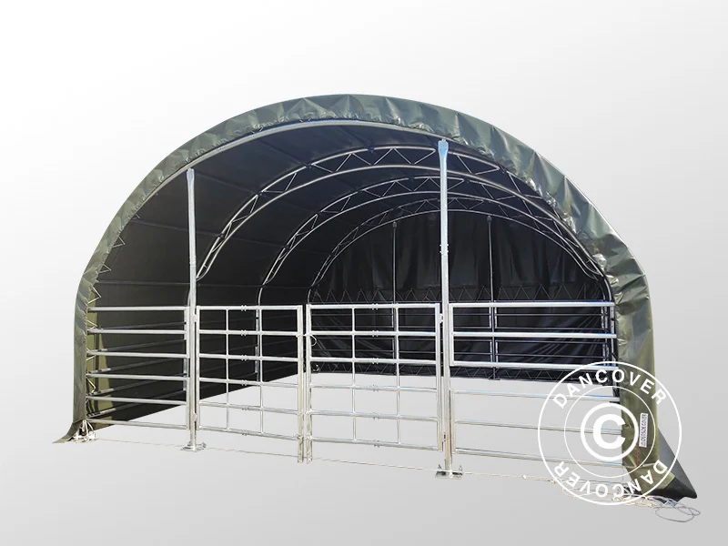 Weidezelt Fachwerkrahmen 6x6x3,7m, PVC, Grün - Image 8