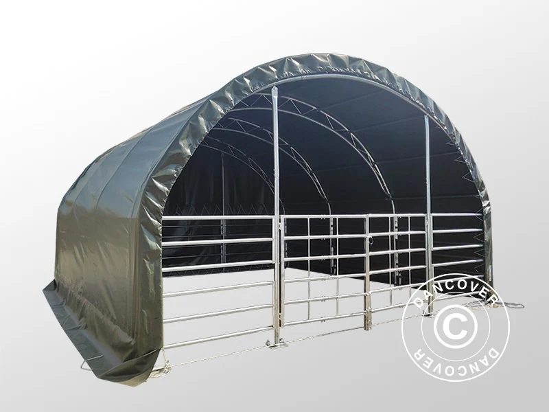 Weidezelt Fachwerkrahmen 6x6x3,7m, PVC, Grün - Image 9
