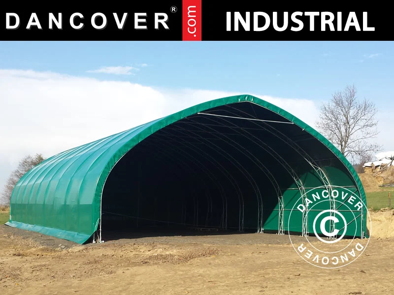 Zelthalle, Rundbogenhalle 15x15x7,42m, PVC, Grün - Image 2