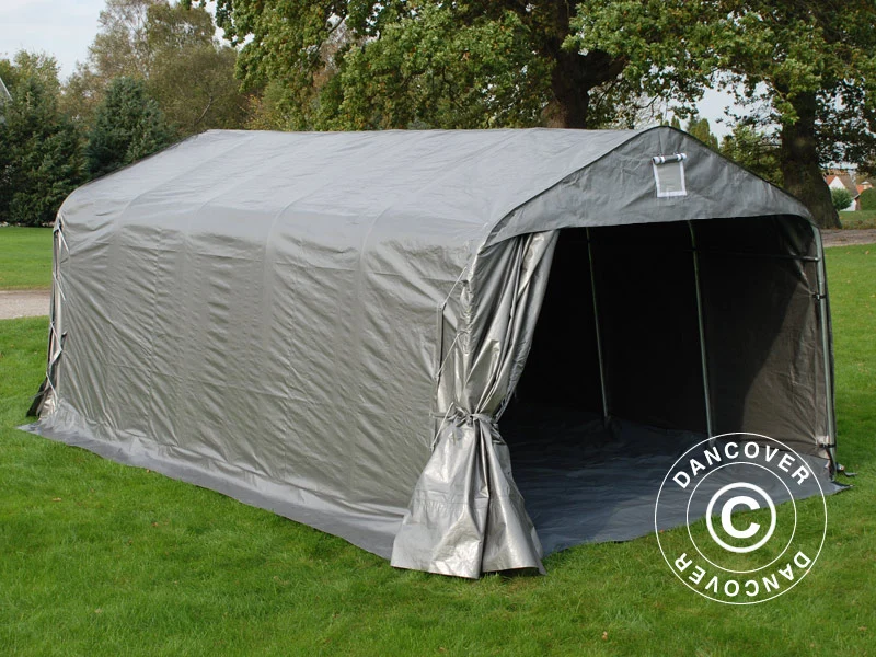 Zeltgarage PRO 3,6x6x2,7m PE mit Bodenplane, grau - Image 3