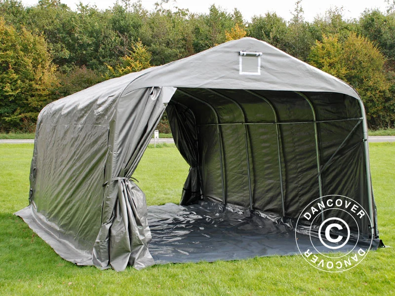 Zeltgarage PRO 3,6x6x2,7m PE mit Bodenplane, grau - Image 5