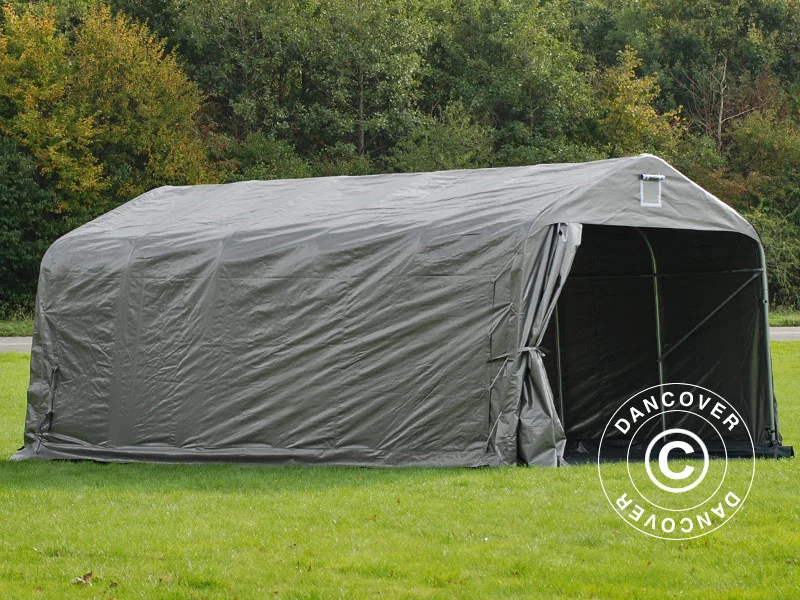 Zeltgarage PRO 3,6x6x2,7m PE mit Bodenplane, grau - Image 7