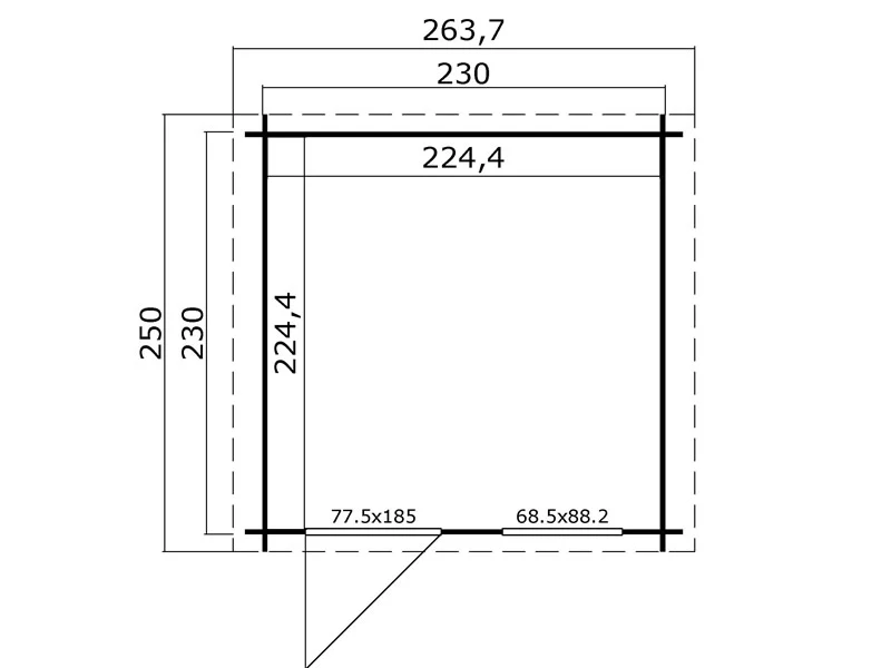 Holzschuppen Lyon 2,3x2,3x2,34m, 28mm, 5,4m², Dunkelgrau - Image 6