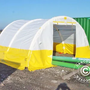 Aufblasbares Arbeitszelt in Bogenform FleXshelter PRO, 4x4m, weiß/gelb
